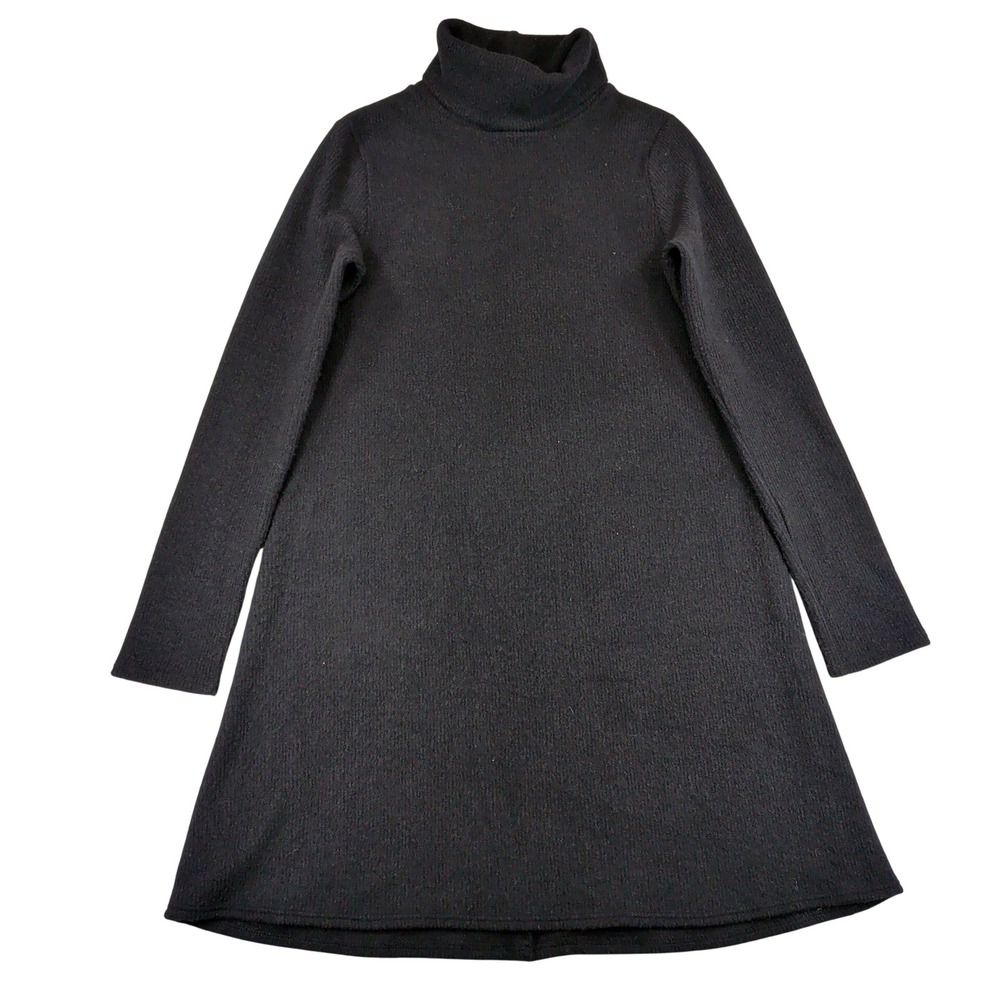 Lulus Black Turtleneck Long Sleeve Ribbed Knit A-Line Mini Dress DD3196 Small